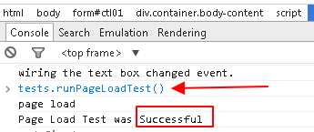 Run the Test from the browswer console